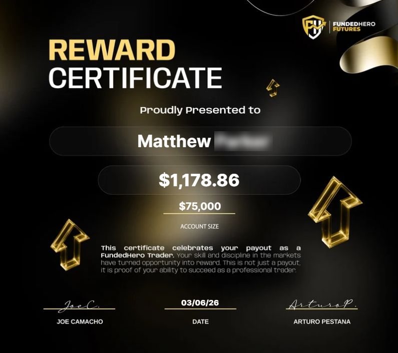 Payout certificate a trader sent